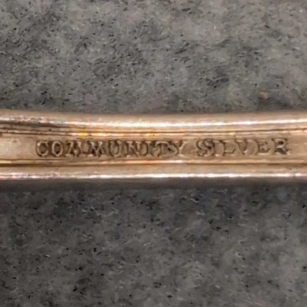 1890-1910's‎ Community Silver Serving Spoon Ornate Filigree Decorative Handle - Picture 6 of 7